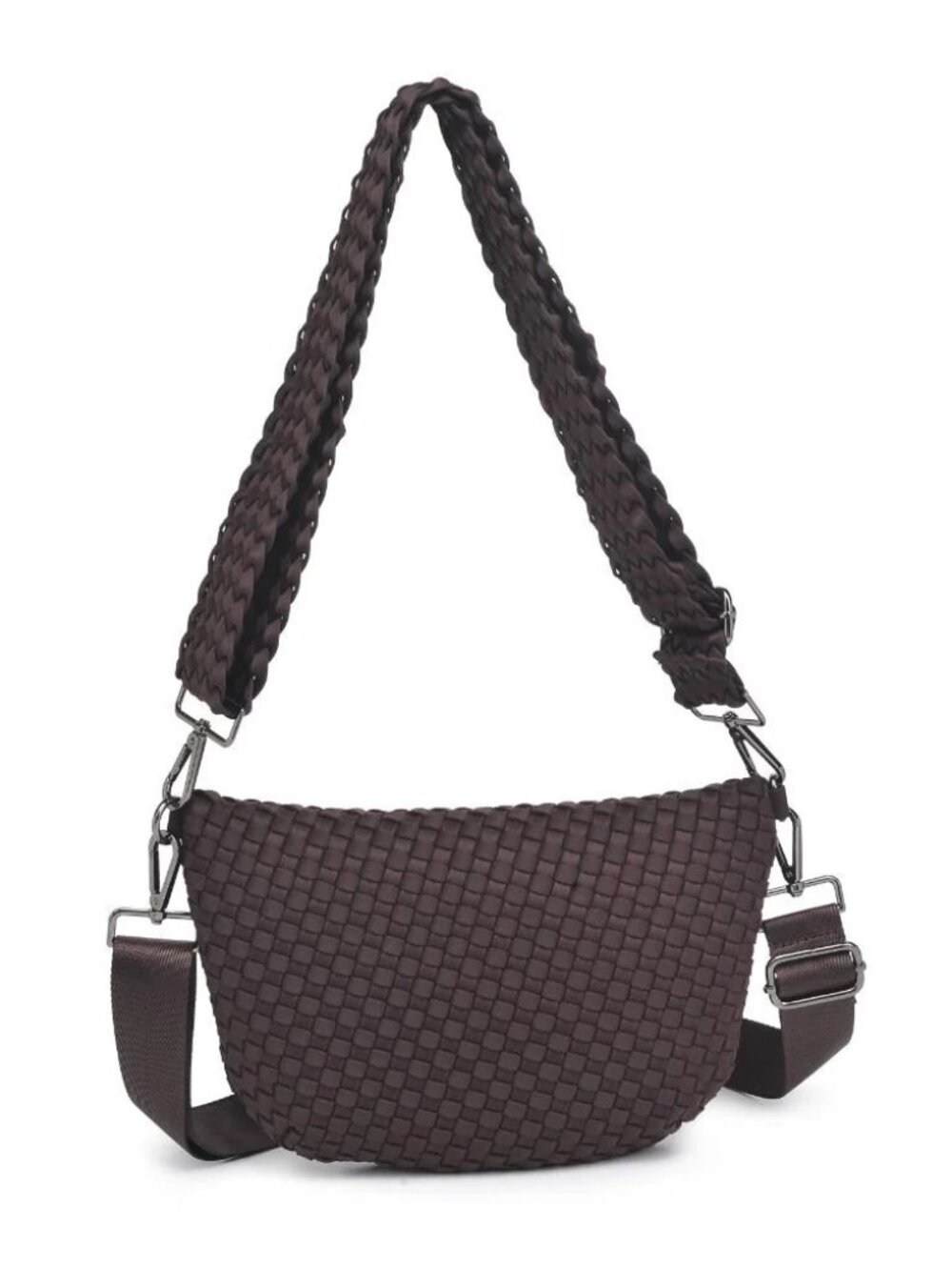 Sol and Selene Ethereal Woven Neoprene Chocolate Crossbody Shoulder Bag NWT
